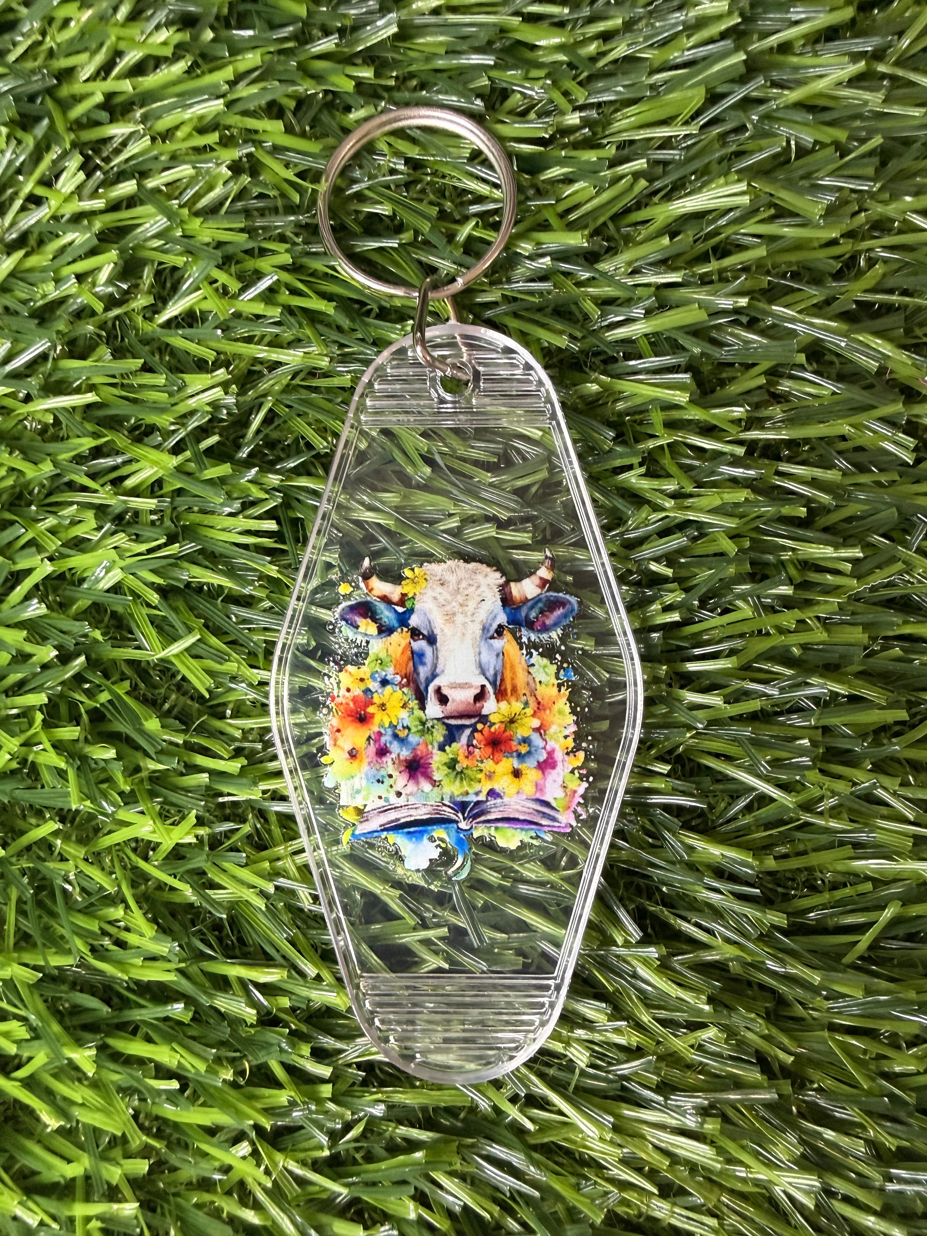 #304- Cow Collection Motel Keychains