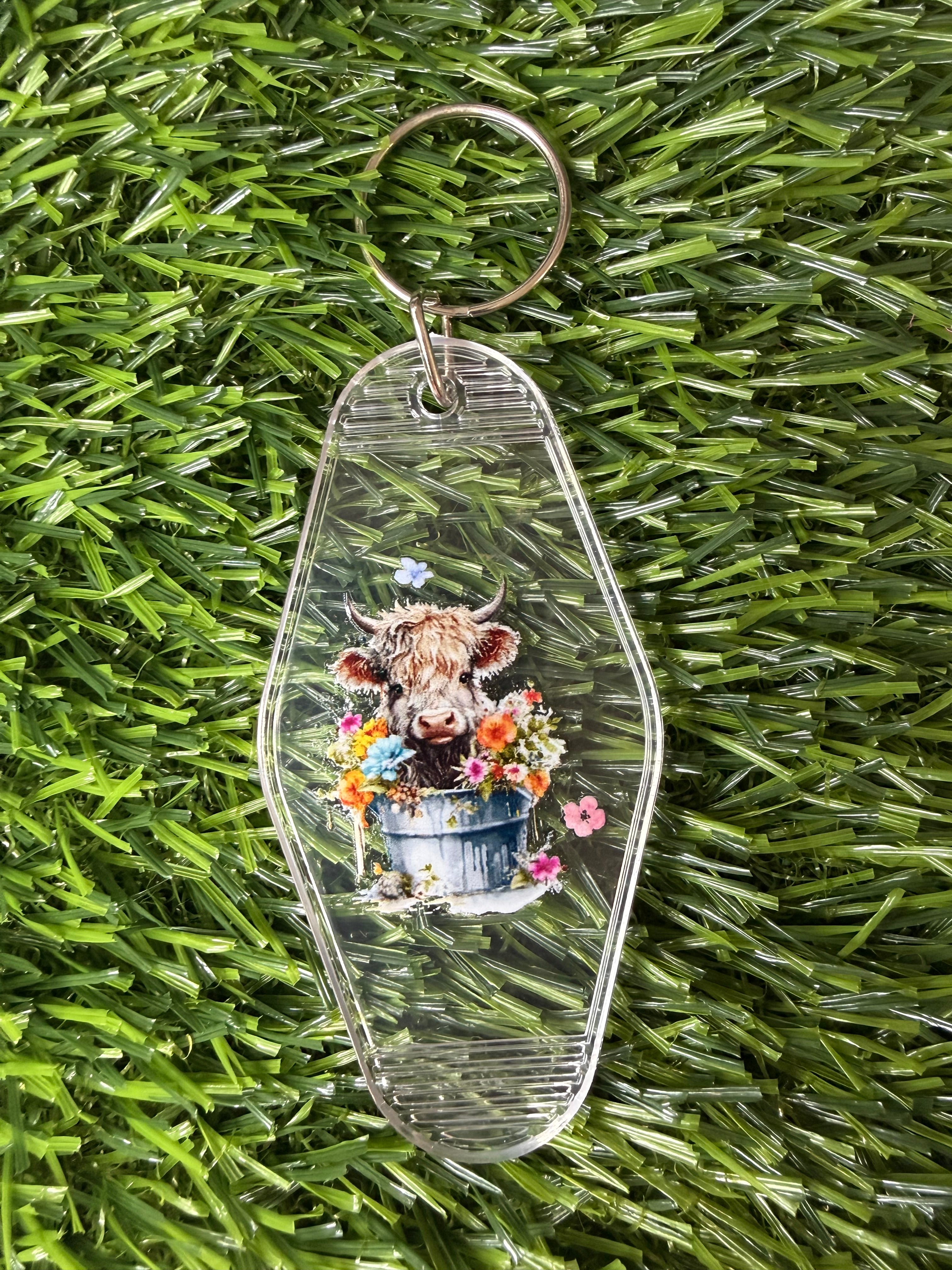 #305- Cow Collection Motel Keychains