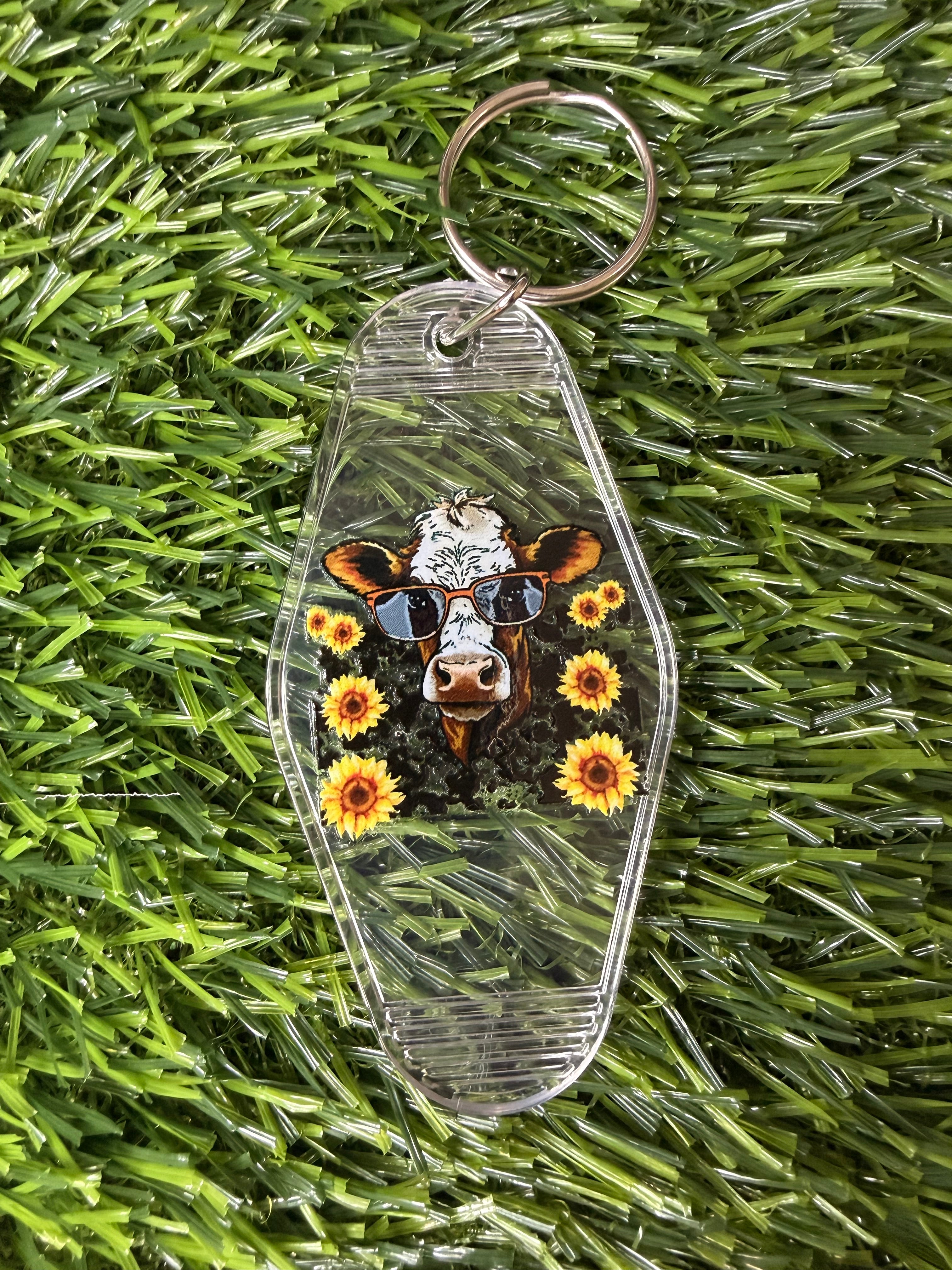 #299- Cow Collection Motel Keychains
