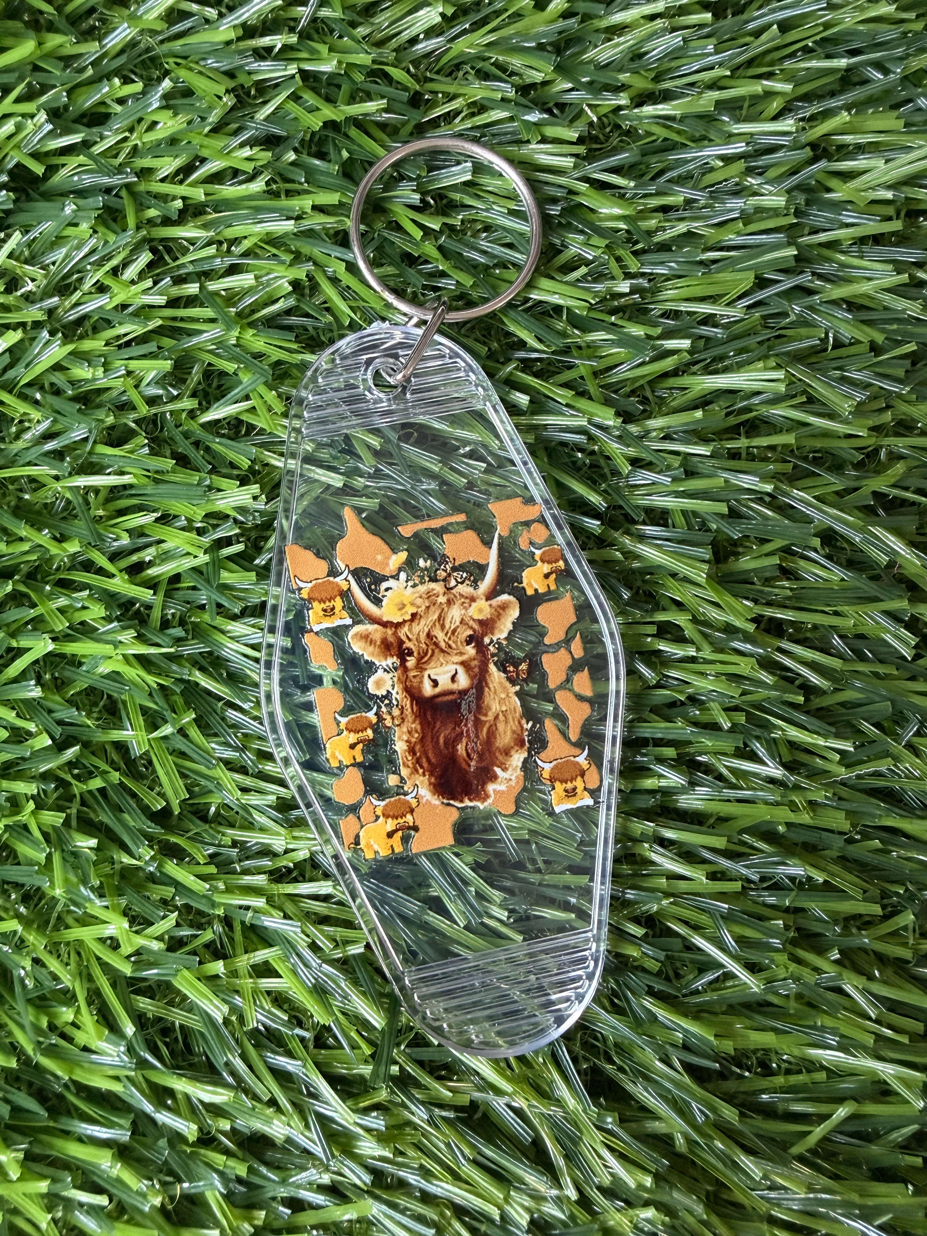 #308- Cow Collection Motel Keychains